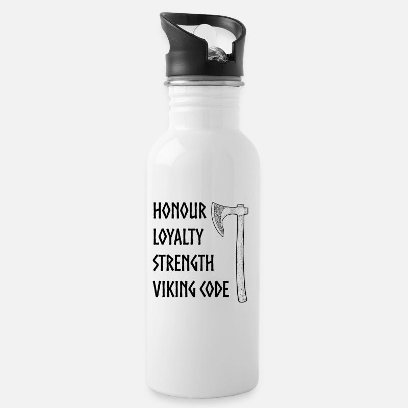 Viking code 2 - Water bottle with straw - white