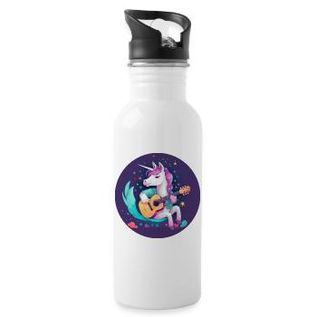 Unicorn Guitar Sunset - Water bottle with straw - white - Right