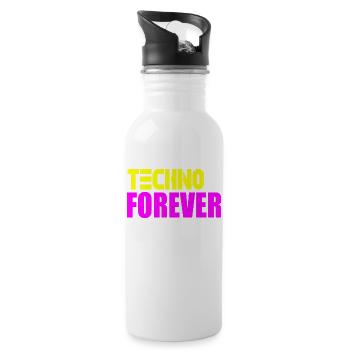 Techno forever - Water bottle with straw - white - Right