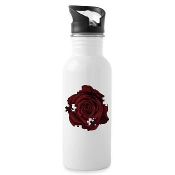 tolle blumenmuster, rosenmuster Puzzleoptik - Trinkflasche mit integriertem Trinkhalm - Weiß - Rechts