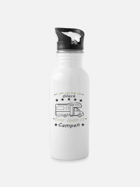 Camper design - Trinkflasche mit integriertem Trinkhalm - Weiß