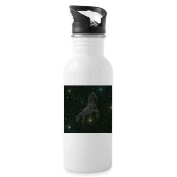 reiter kleidung, Pferdemotiv nachtmuster - Trinkflasche mit integriertem Trinkhalm - Weiß - Rechts