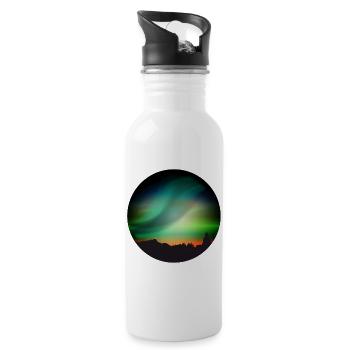 shining northern lights like a breath in the sky - Water bottle with straw - white - Right