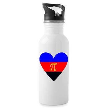Polyamorie Pride Herzdesign - Trinkflasche mit integriertem Trinkhalm - Weiß - Rechts