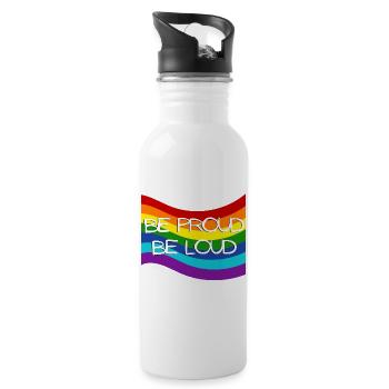 Stolz Laut Pride Flag Design - Trinkflasche mit integriertem Trinkhalm - Weiß - Rechts