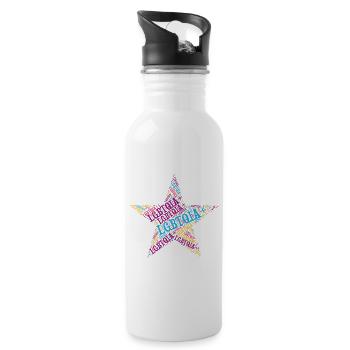 LGBTQIA+ Stern Wortwolke Lgbt Gay Pride T-Shirt - Trinkflasche mit integriertem Trinkhalm - Weiß - Rechts