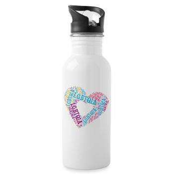 LGBTQIA+ Double Heart Word Cloud Gay Pride T-Shirt - Gourde avec paille intégrée - blanc - Droite