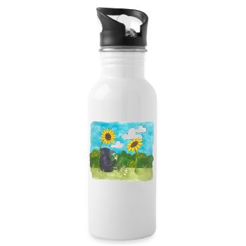Raven Sunflowers chill Summer Lemonade Daylight Saving Time - Water bottle with straw - white - Right