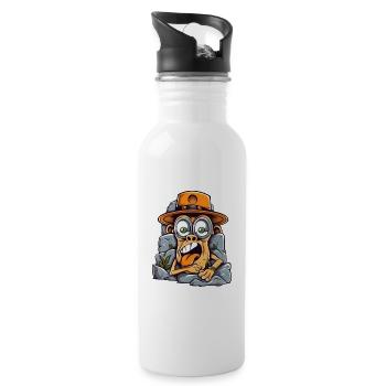 Expressive Street Art Monkey - Water bottle with straw - white - Right