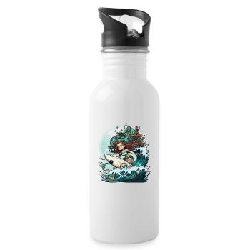 Surfing Siren - Water bottle with straw - white - Right