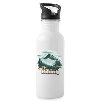 Lose Yourself in the Wilderness: Let's Go Hiking! - Water bottle with straw - white - Right