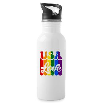Celebrate Every Color: USA Pride Month! - Water bottle with straw - white - Right