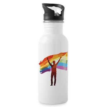 Rainbow : Couleurs de l’amour - Gourde avec paille intégrée - blanc - Droite