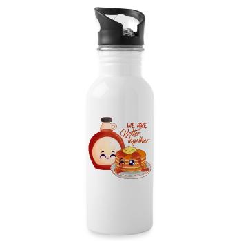 pancake, maple syrup, breakfast - Water bottle with straw - white - Right