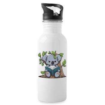 Baumgebundener Reader - Trinkflasche mit integriertem Trinkhalm - Weiß - Rechts