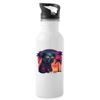 Synthwave Koala Sunset - Water bottle with straw - white - Right