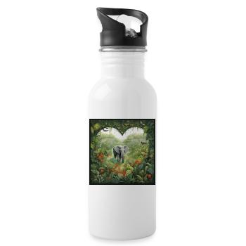 Elephant Love - Water bottle with straw - white - Right