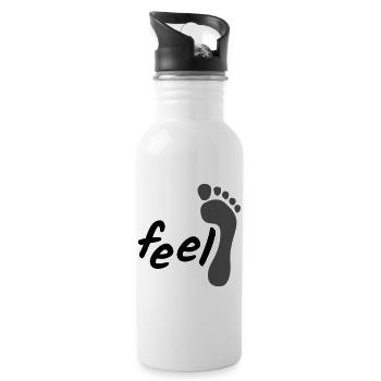 feel barefoot; fühle barfuß (2-farbig) - Trinkflasche mit integriertem Trinkhalm - Weiß - Rechts