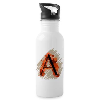 Buchstabe A - rot orange - Trinkflasche mit integriertem Trinkhalm - Weiß - Rechts