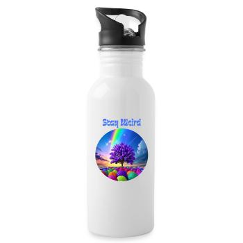 Stay Weird, abstrakter Baum der Farben - Trinkflasche mit integriertem Trinkhalm - Weiß - Rechts