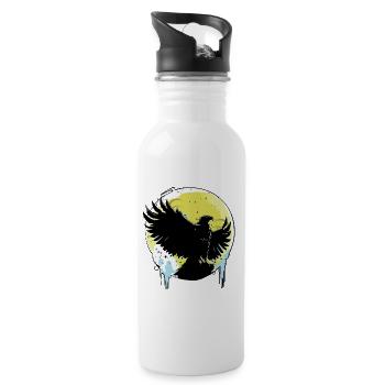 Adler vor Vollmond - Trinkflasche mit integriertem Trinkhalm - Weiß - Rechts