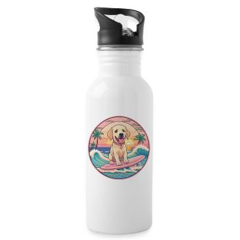 Labrador Retriever Surfer - Water bottle with straw - white - Right