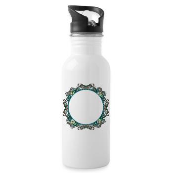 Art Nouveau frame in transparent glass look - Water bottle with straw - white - Right