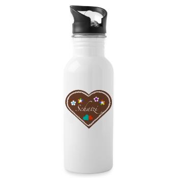 "Jahrmarkt-Liebe" Schatzi div - Trinkflasche mit integriertem Trinkhalm - Weiß - Rechts