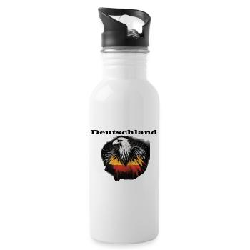 Deutschland - Trinkflasche mit integriertem Trinkhalm - Weiß - Rechts