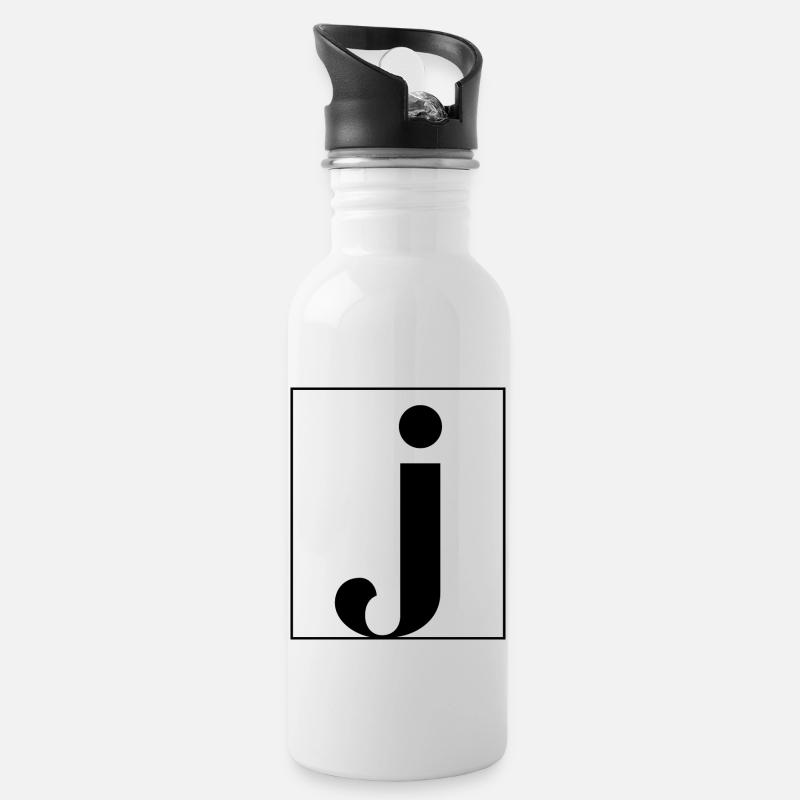Lettre alphabet j - Gourde avec paille intégrée - blanc