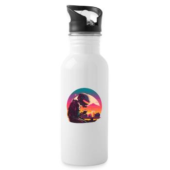 Synthwave astronaut Space dinner - Trinkflasche mit integriertem Trinkhalm - Weiß - Rechts