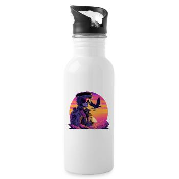 Synthwave Air-force Pilot - Trinkflasche mit integriertem Trinkhalm - Weiß - Rechts