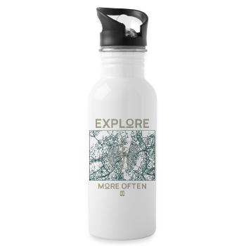 Explore More Often - Trinkflasche mit integriertem Trinkhalm - Weiß - Rechts
