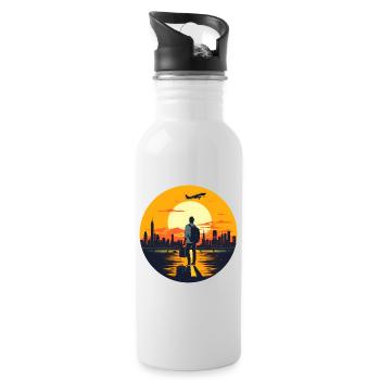 The life is a adventure - Trinkflasche mit integriertem Trinkhalm - Weiß - Rechts