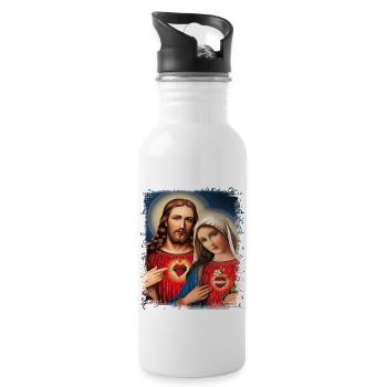 Holly Mary Maria Madonna Mariana Virgin Mary Holy - Water bottle with straw - white - Right