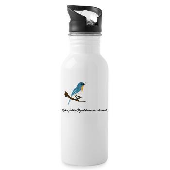 Der frühe Vogel kann mich mal - Trinkflasche mit integriertem Trinkhalm - Weiß - Rechts