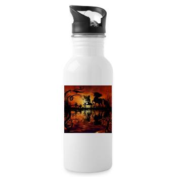 Wunderbare Fee mit Einhorn im Sunet. - Trinkflasche mit integriertem Trinkhalm - Weiß - Rechts