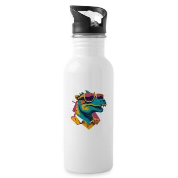 Dino Cool: Retro Ornithopods T-Shirt - Water bottle with straw - white - Right
