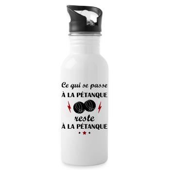 Ce qui se passe à la pétanque, fête des pères - Gourde avec paille intégrée - blanc - Droite