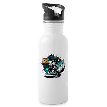 Stinktier-Streetball - Trinkflasche mit integriertem Trinkhalm - Weiß - Rechts