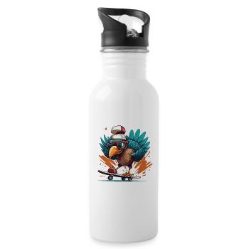 Turk-Skateboarding - Water bottle with straw - white - Right