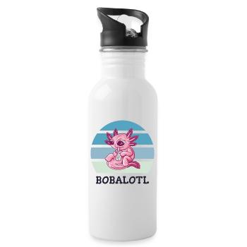 Boba Bubble Tea Axolotl Bobalotl - Trinkflasche mit integriertem Trinkhalm - Weiß - Rechts