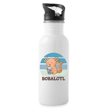 Boba Bubble Tea Axolotl Bobalotl - Trinkflasche mit integriertem Trinkhalm - Weiß - Rechts