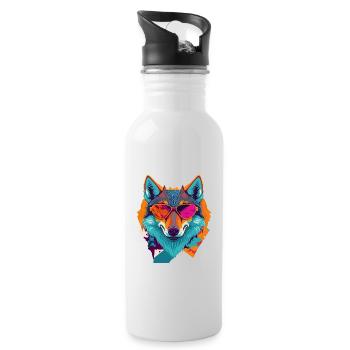 Retro Wolf Revolt - Water bottle with straw - white - Right
