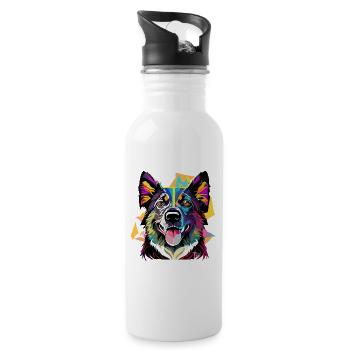 Schäferhund - Trinkflasche mit integriertem Trinkhalm - Weiß - Rechts