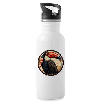 Toucan with America flag - Water bottle with straw - white - Right