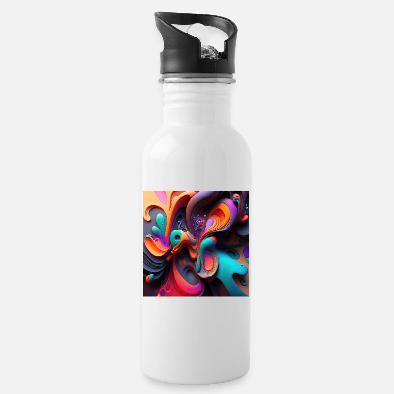 Motif de tourbillon abstrait multicolore vibrant - Gourde avec paille intégrée - blanc