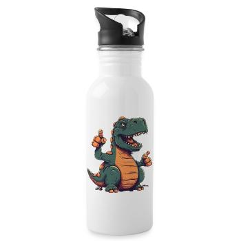 Pouce levé Rex Un dinosaure amical - Gourde avec paille intégrée - blanc - Droite