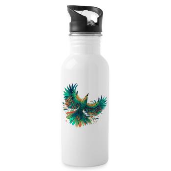 Vibrant Phoenix Feathered Flight Design - Water bottle with straw - white - Right