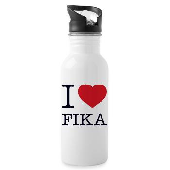 I LOVE FIKA Schweden Sweden Sverige - Trinkflasche mit integriertem Trinkhalm - Weiß - Rechts